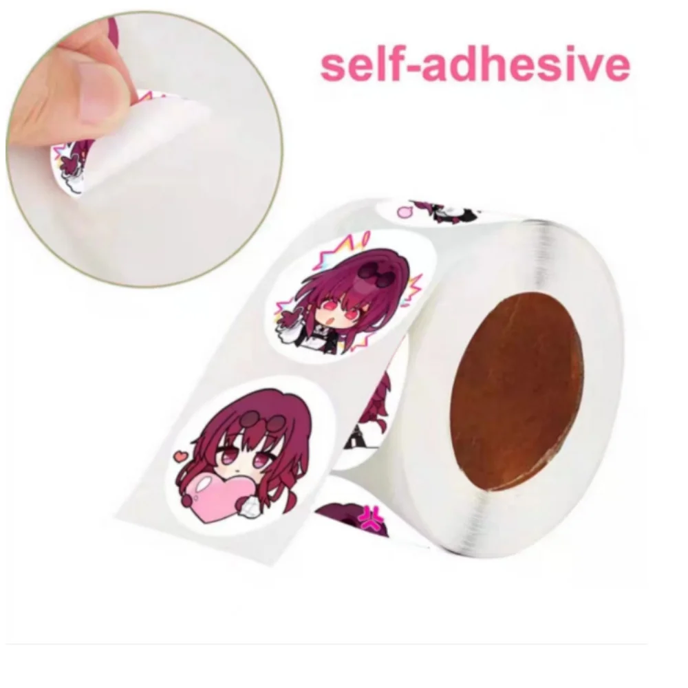 

Anime Honkai: Star Rail Kafka Cosplay Handbook Decorate Xmas Birthday Gift Cute Round Curly 500 Stickers/rolls Adhesive Label