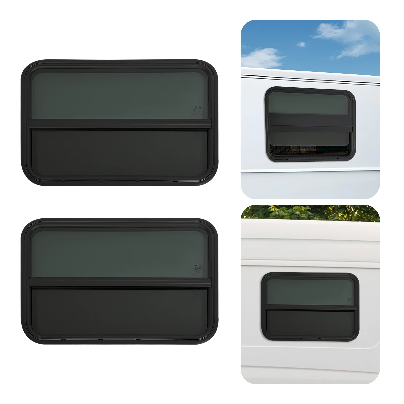 2PCS RV Windows Rounded Sliding Vertical Slide Window Good Sealing for Construction Vehicles RV Privacy Screen Window