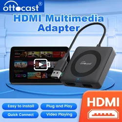 OTTOCAST Car TV Mate Wired to Wireless CarPlay Adapter Android Auto HDMI Multimedia Video Converter for TV Sticks Game Box Phone