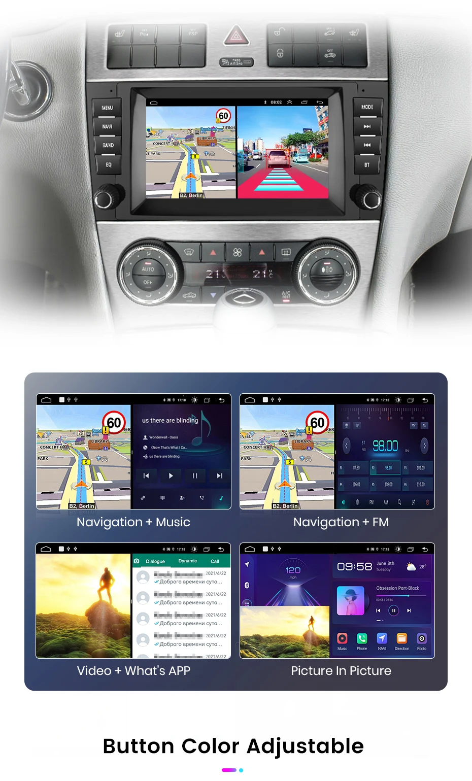 Junsun Android Auto Radio Für Mercedes Benz C-Klasse W203 CL203 CL203 CLK W209 CLS W219 2004-2011 CarPlay auto Multimedia GPS 2din – Detail 25