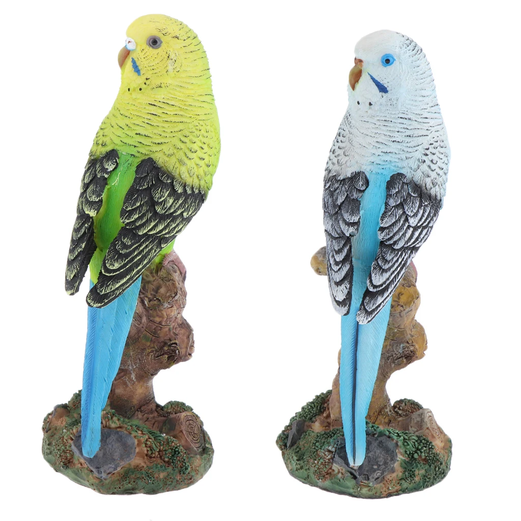 Parrot Figurines Resin Decorative Bird Sculpture Fairy Garden Miniature Ornament for Home Yard Decoration