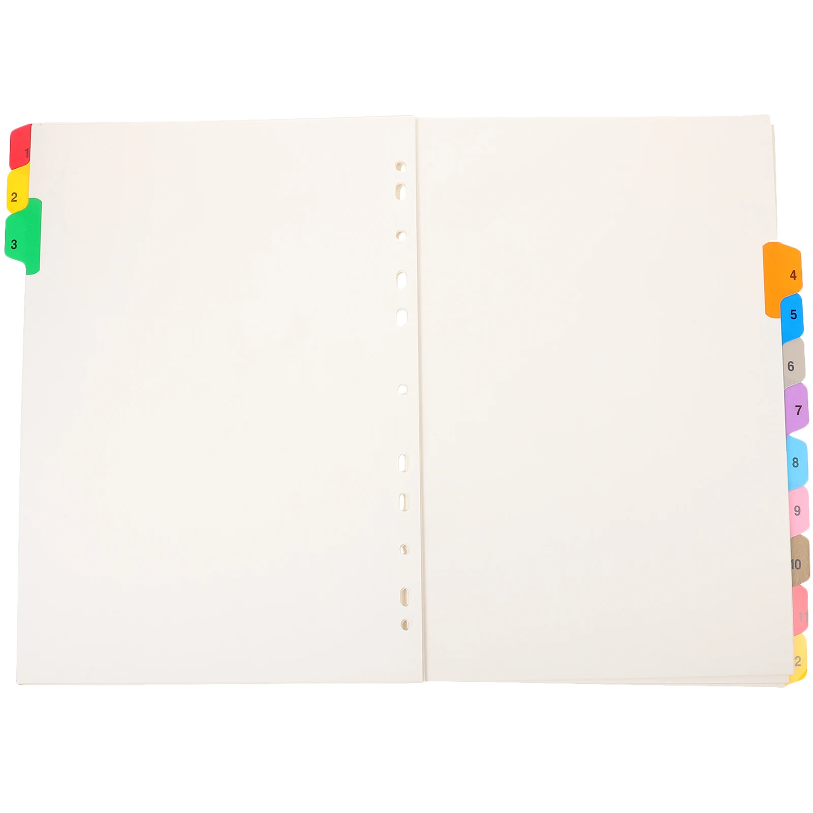 

12 Sheets A4 11 Hole Punch Binder Dividers Index Tabs Colored Markers Loose Leaf Notebook ganizers Plastic Wide Pages