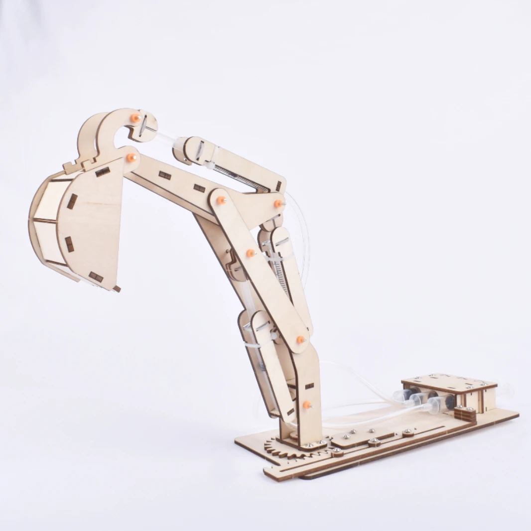 STEAM Toys For Kids Educational Physical Science Experiment Technology Toy Set DIY Hydraulic Excavator Wooden Model Toys