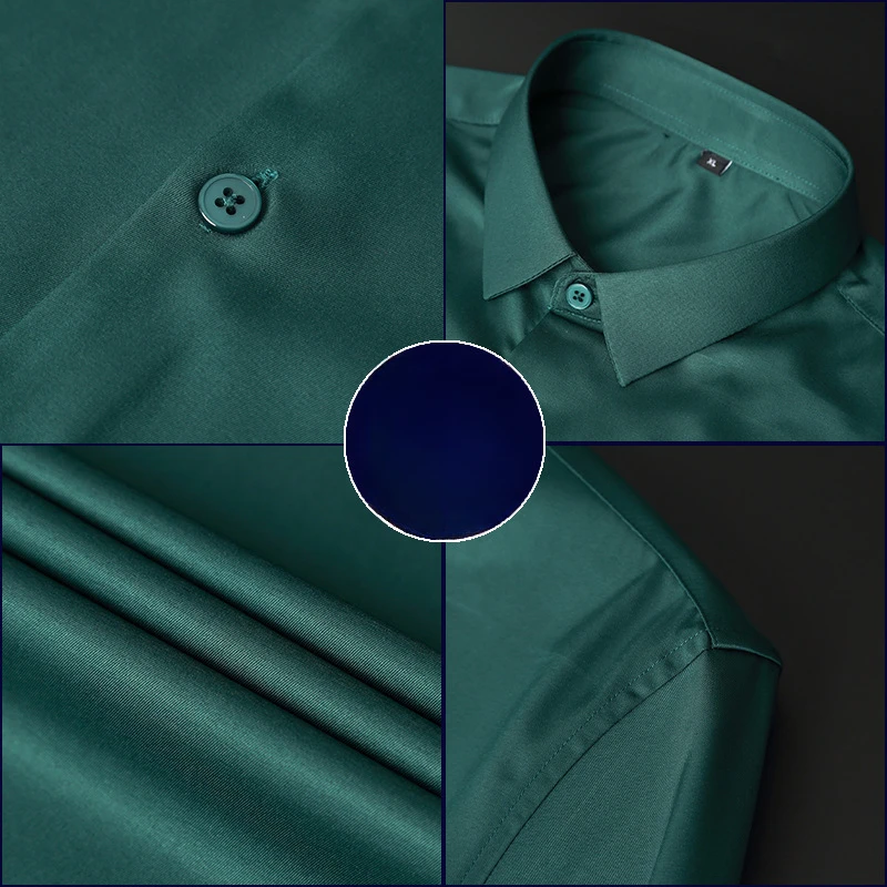 

Classic Solid Color S-6XL Work Formal White Shirt Men Long Sleeve Slim Fit Business Non Iron Soft Cozy Men's Shirt Long Sleeve