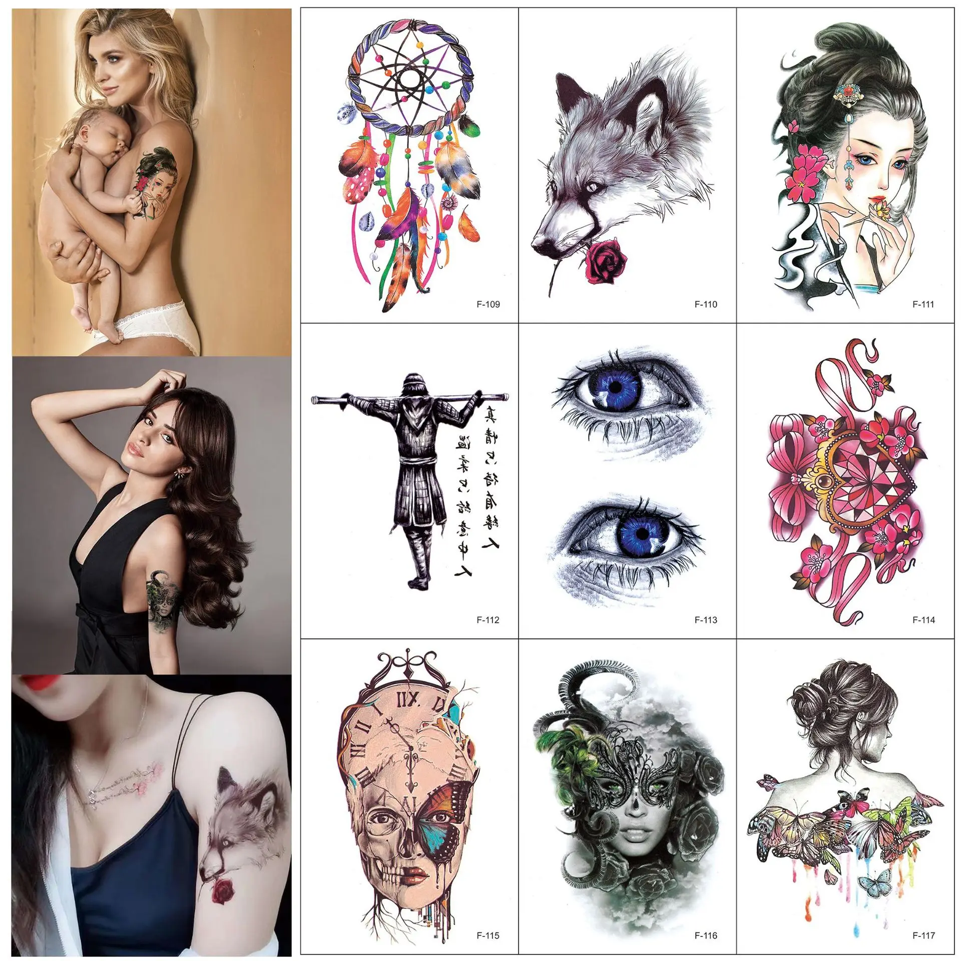 Waterdichte Tijdelijke Tattoo Sticker Getrokken Zon Wukong Flash Tattoos Joker Body Art Arm Nep Tatoo Body Art Nep Tatto Stickers