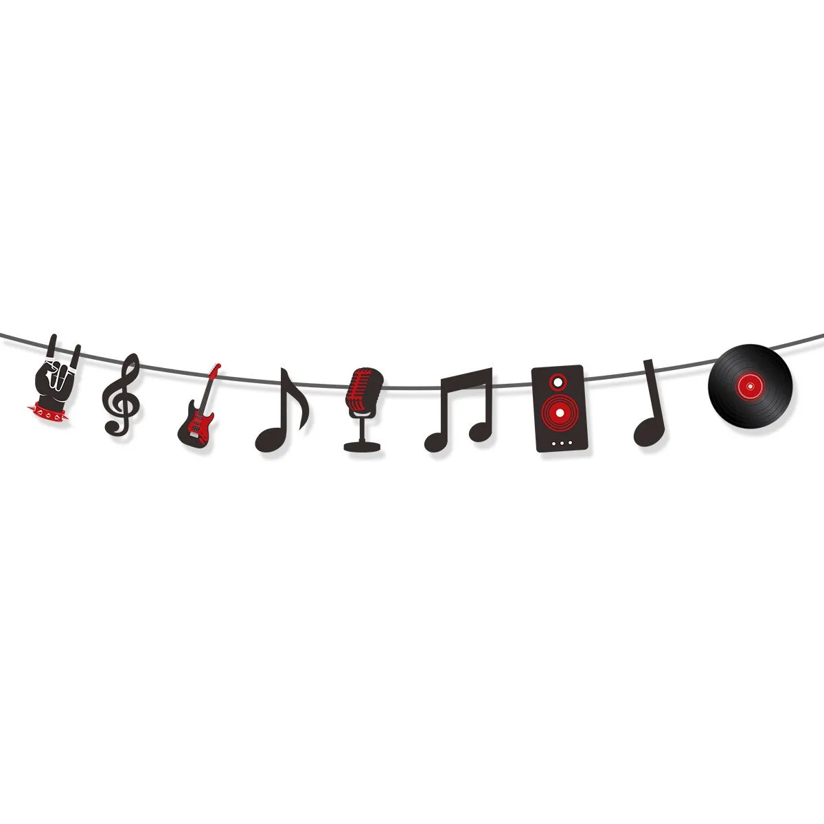 

2 set Retro Record Music Banner Garland Thick Cardstock Party Decor For Birthday Carnival Celebration