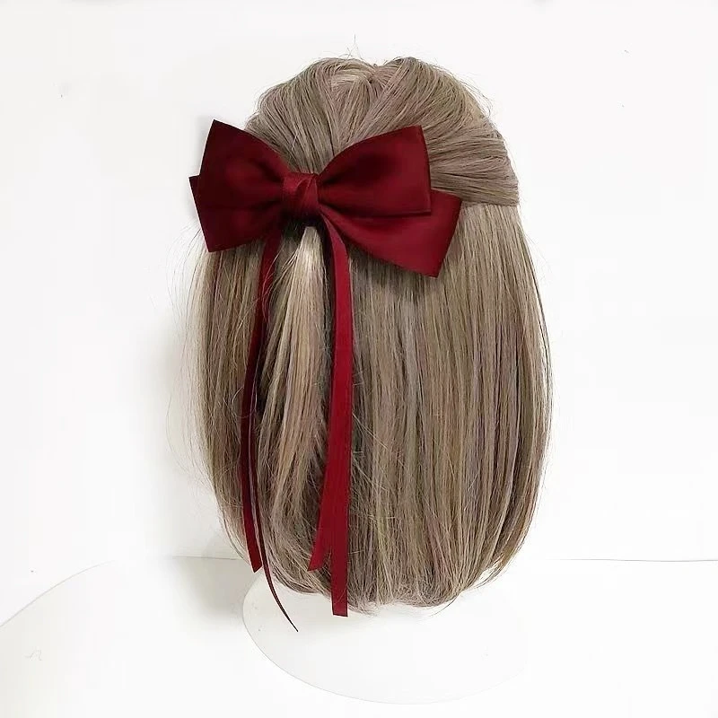 Korean Style Fashion Fabric Hair Bow Hairpin For Women Girls Ribbon Hair Clips Bowknot Spring Clip Wedding Hair Accessories