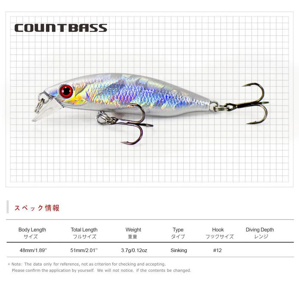 COUNTBASS Sinking Minnow 48mm 3.7g Fishingg Lures Wobblers Hardbaits Angler\'s Lure