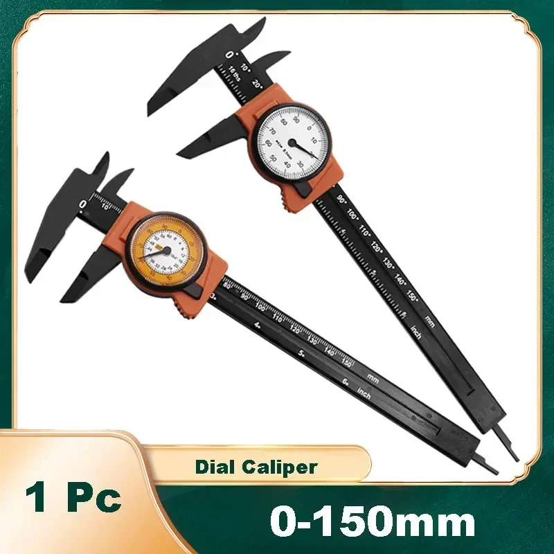 Dial Caliper Gauge Ruler Hand Measuring Tool ABS Plastic Metric/imperial High Precision Dial Indicator Metric 150mm Imperial 6“