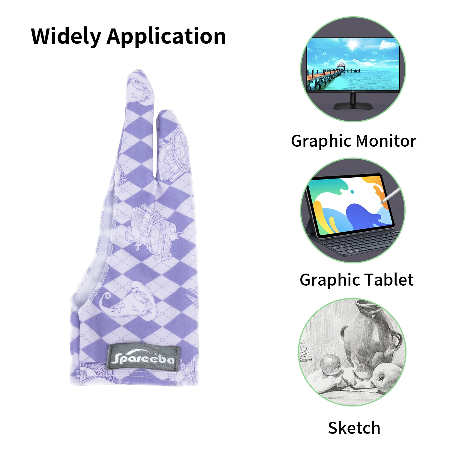 Cute Two-finger Glove for Ipad/Graphics Drawing Tablet HUION / WACOM/XP-PEN, Sweat-proof Glove for sketching Paiting Art Student