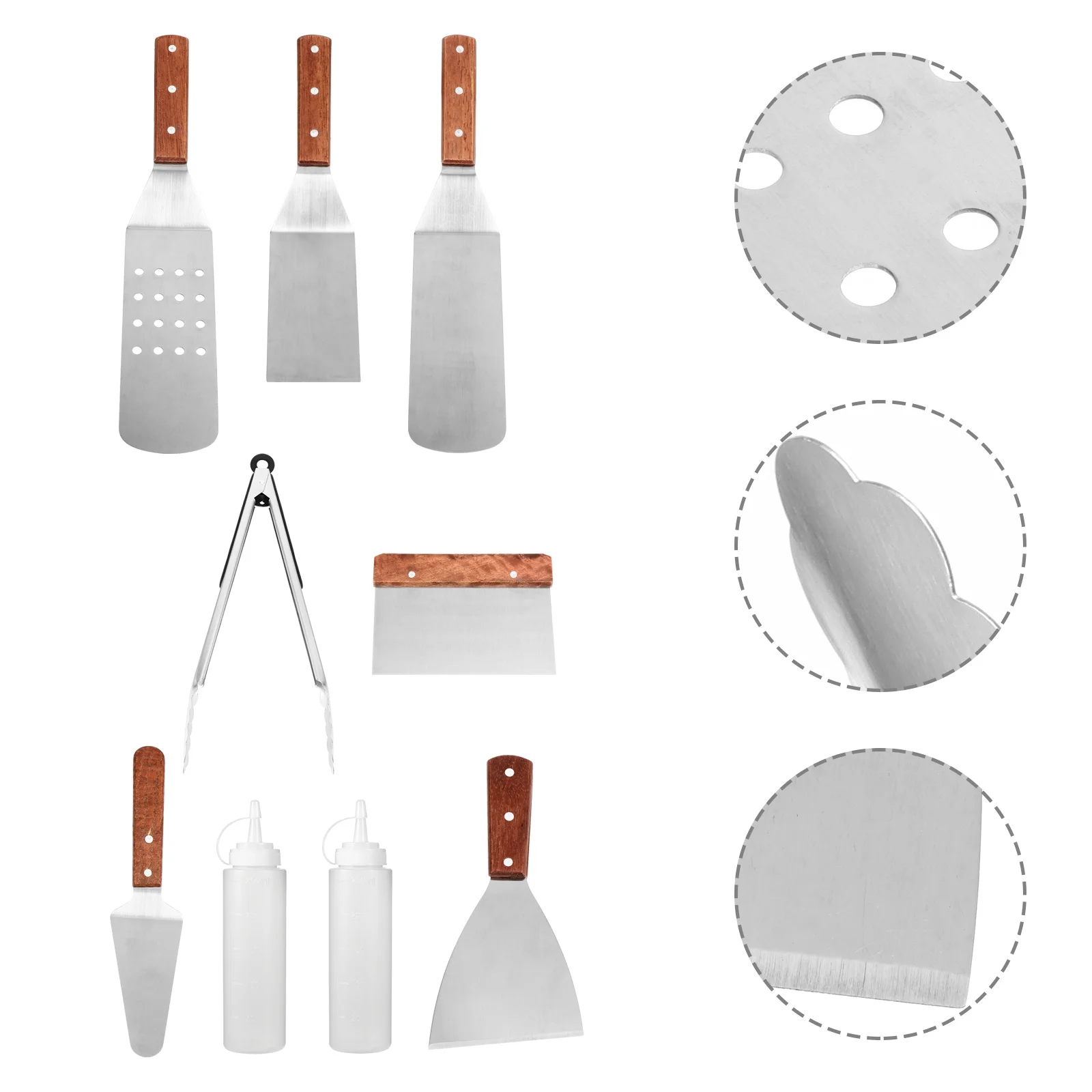 

1Set Stainless Steel Bbq Griddle Utensils Set Heavy Duty Durable Outdoor Barbecue Tool Kit Accessories Bbq Tools Set