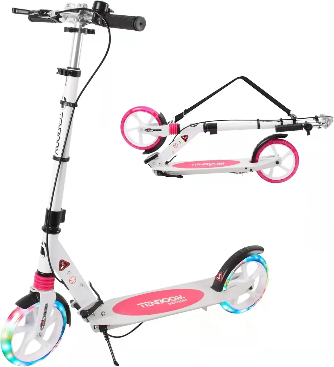 Scooter for Ages 8+ Teens and Adults Kick Scooter Foldable with Double Braking System Bells Adjustable Handlebars Kickst