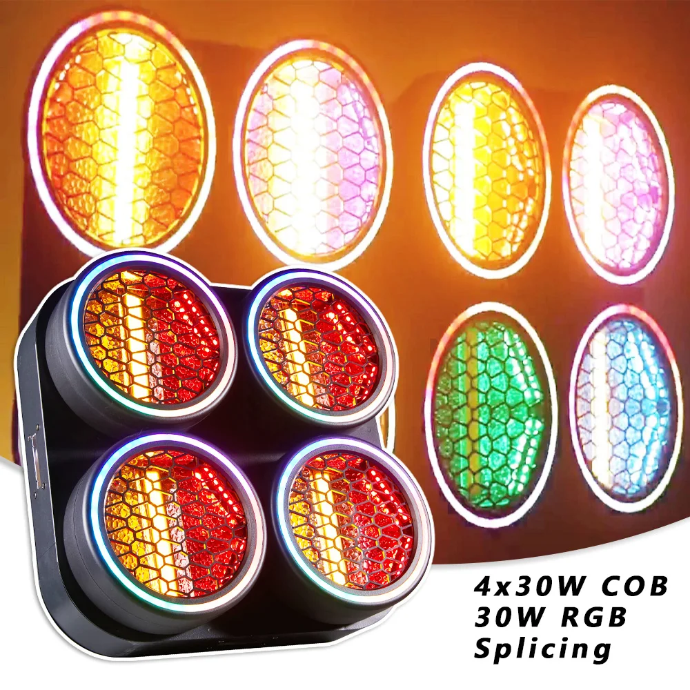 

YUER LED 4x30 Вт COB Янтарный теплый белый с RGB 120 Вт светодиодный SMD кольцо Ретро сращивание вечерние свадебный фон эффект стирки стробоскоп сцена