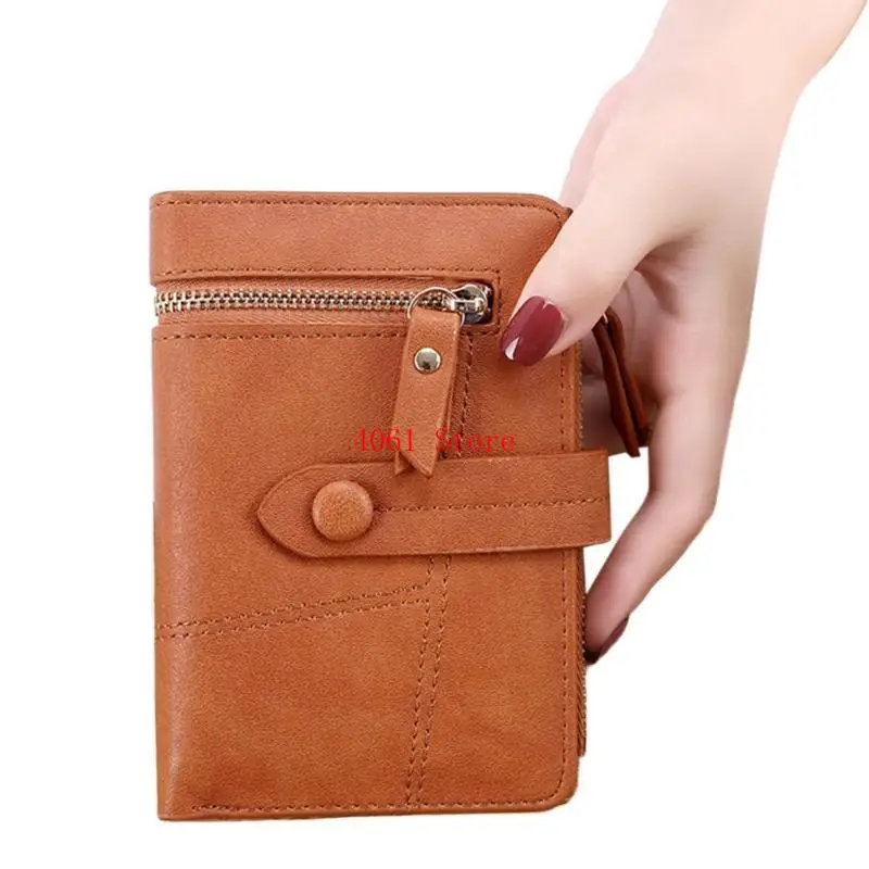 محفظة نسائية جلدية صغيرة بمشبك للعملة المعدنية وجيب للنقود وحقيبة لبطاقة الائتمان
