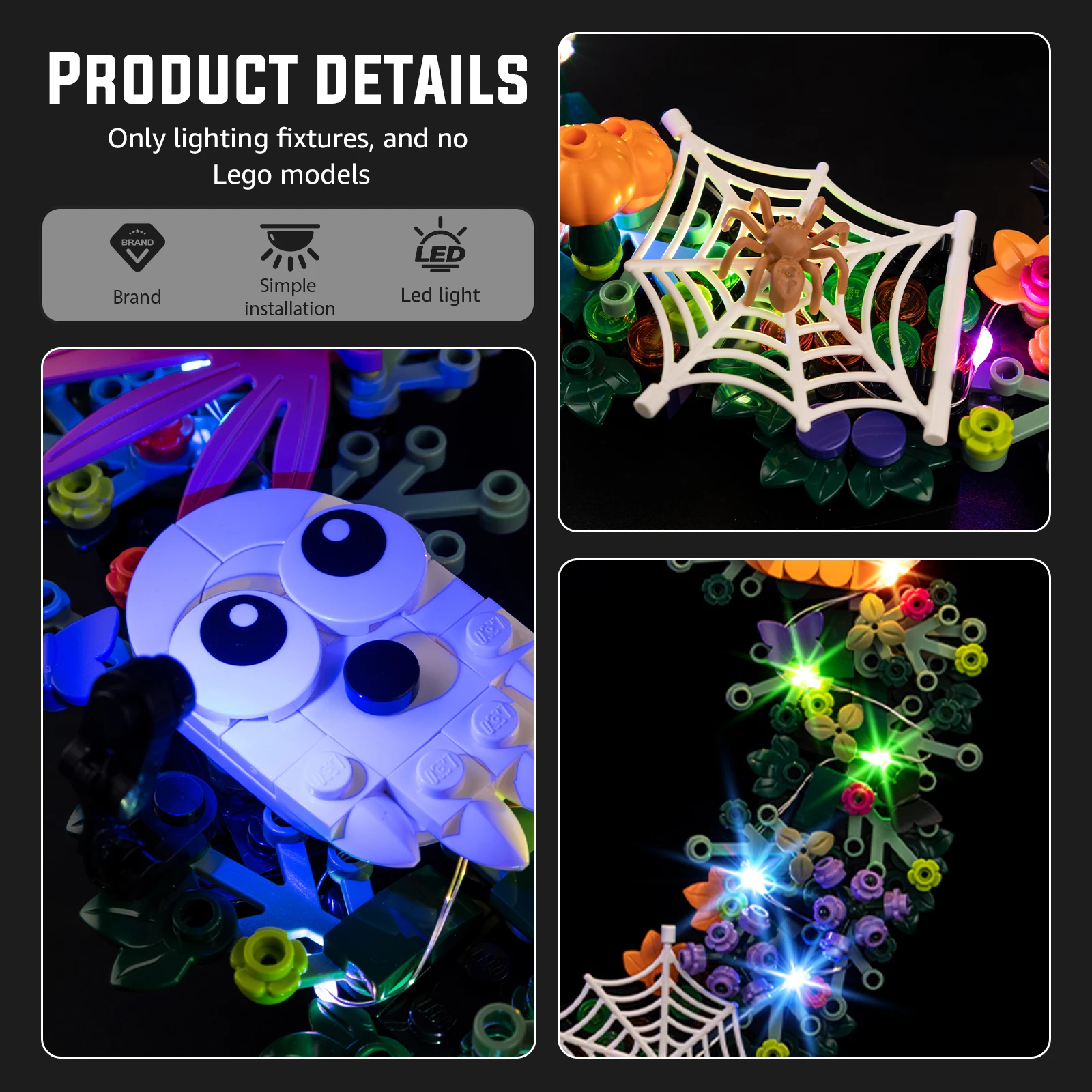 LED Lighting Set Suitable for LEGO Halloween Wreath 40825 Building Blocks view 5