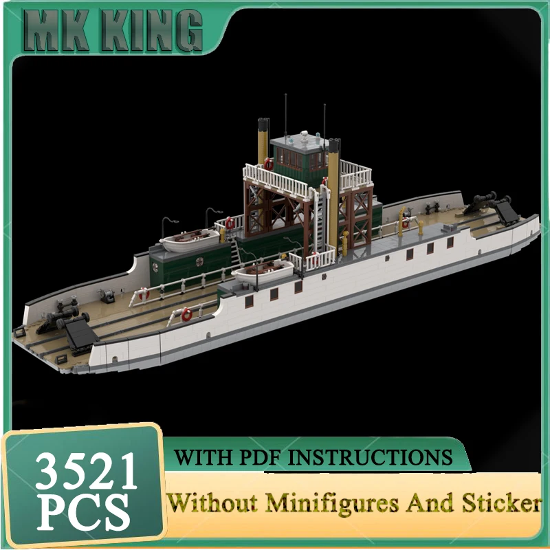 

Military Model Moc Building Bricks Railroad Ferry Transport Vessel Technology Modular Blocks Gift Christmas Toy DIY Set Assembly