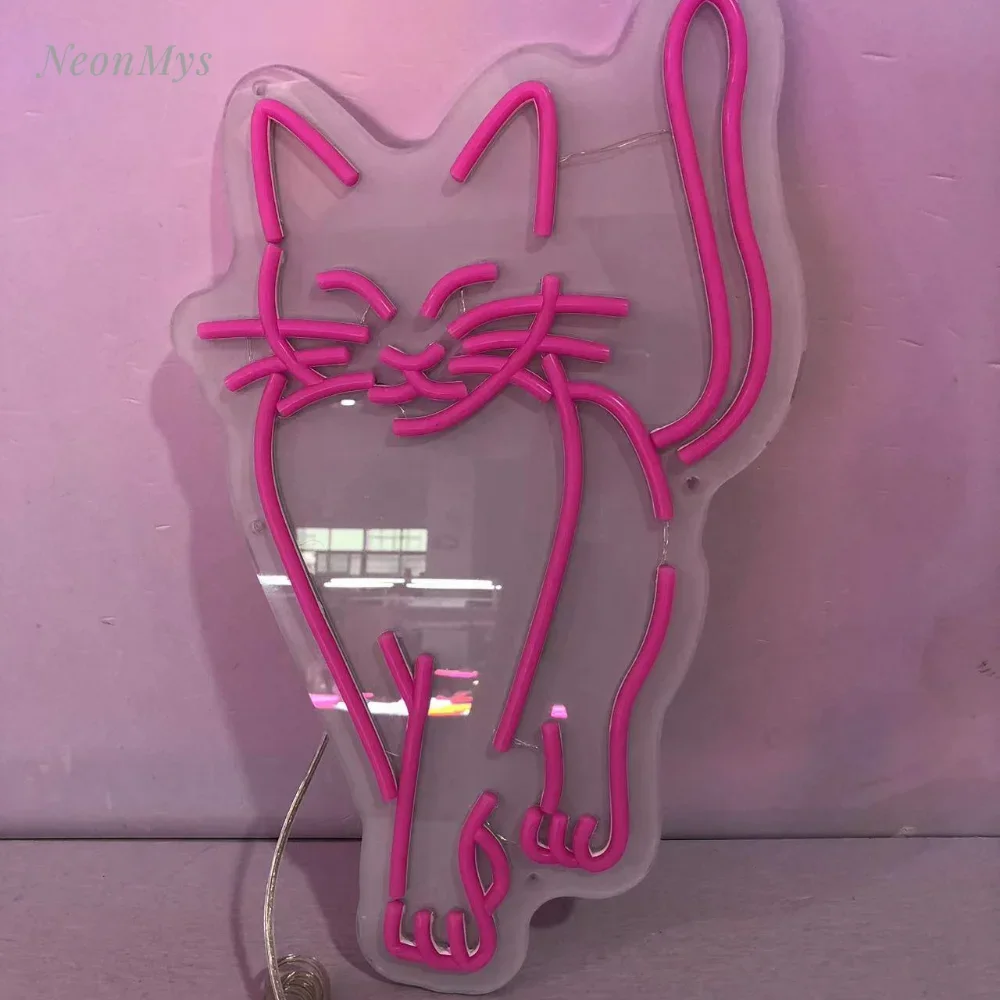 Cute Cat LED Neon Light Sign Acrylic Neon Sign USB Dimmer Switch For Home Kids Bedroom Pet Shop Store Wall Art Decor Signs