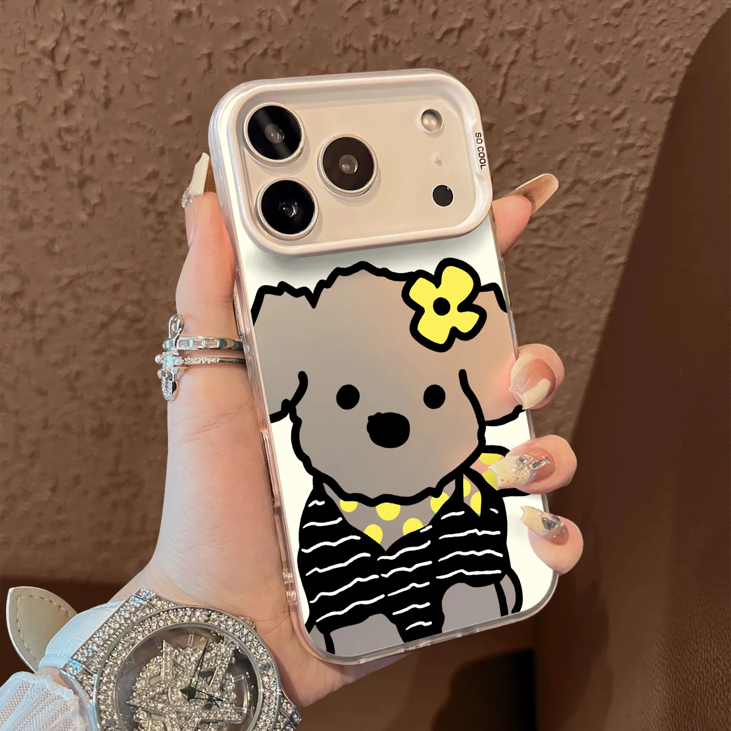 

Yellow Flower Puppy Pattern Phone Case For Samsung Galaxy S25 S24 S23 S22 Ultra Plus S21FE A34 A54 A52 A36 A26 A35 A15 A16 Cover