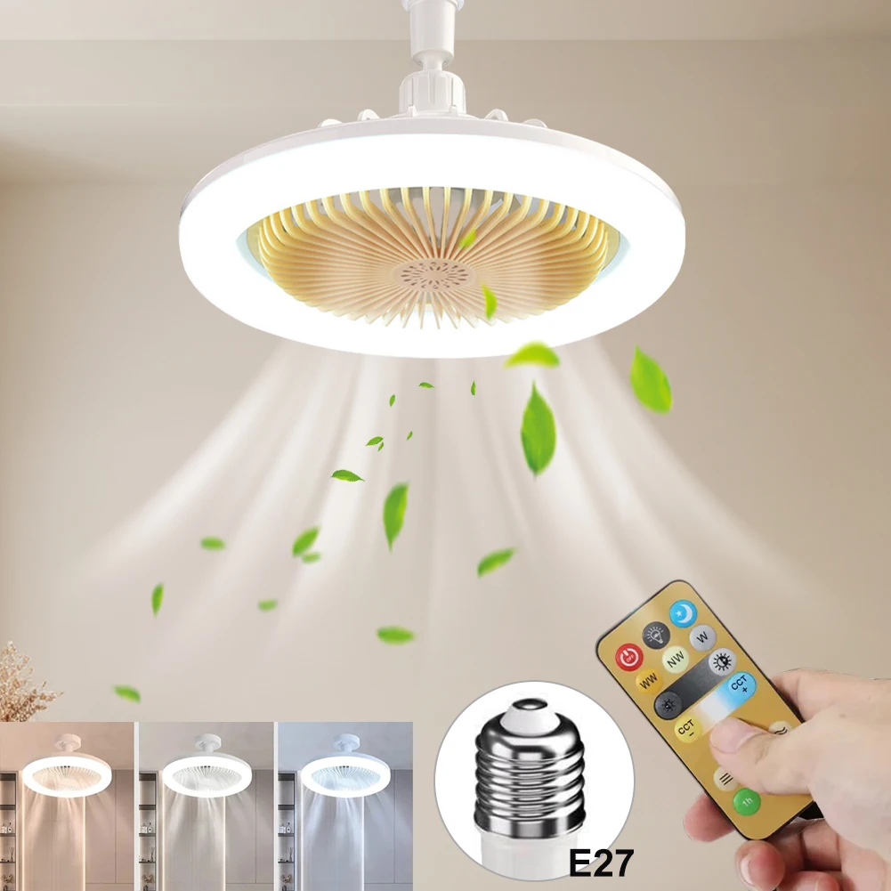 

Socket Fan Light E27 Ceiling Fan with Light LED Lamp Fan with Remote Aroma Diffuser Silent Ceiling Fan for Bedroom Living Room