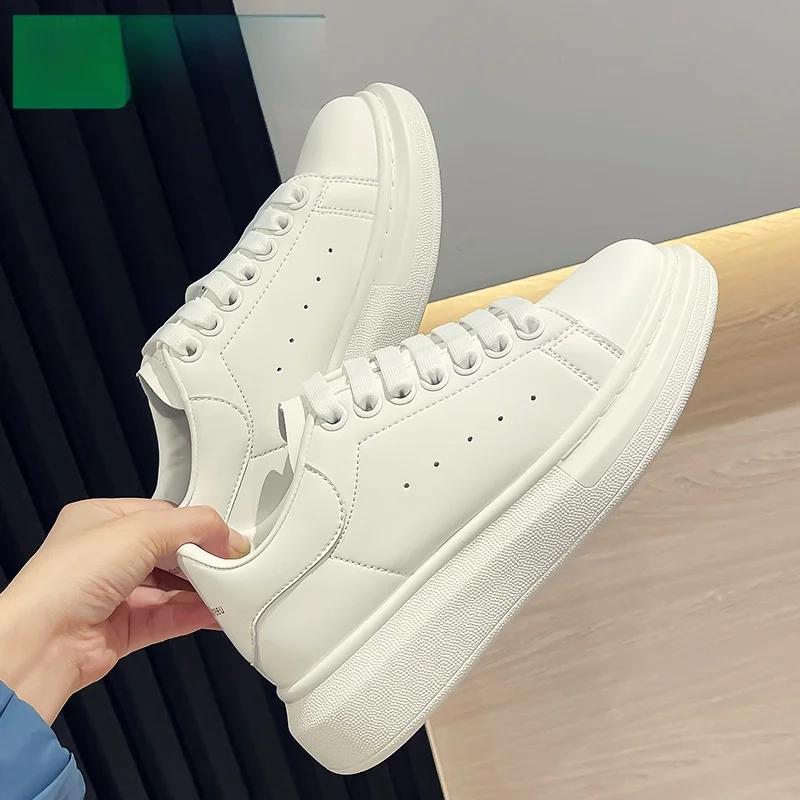 Mulinsen McQueen White Shoes Men's Summer High-Grade Putian Casual Sneakers Couple Platform Elevator White Shoes