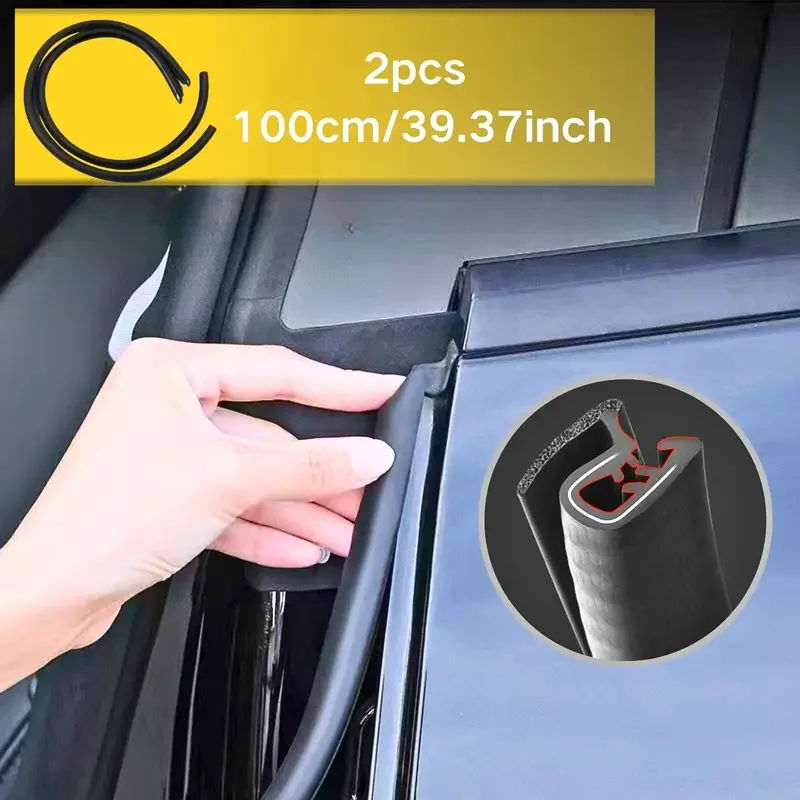 2Pcs Car Door Edge Rubber Weatherstrip Sealing Strips Noise Windproof Protection For Auto Door Trunk Sealant Accessories