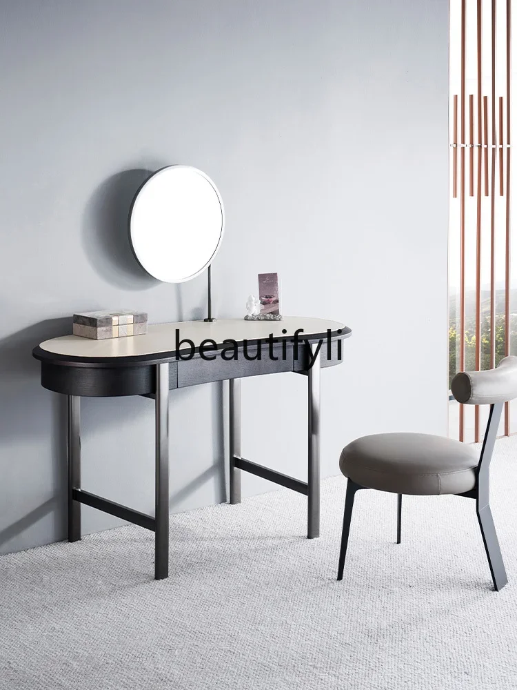 

FH Italian Style Light Luxury Bedroom Dressing Table Modern Minimalist Solid Wood Makeup Table Set