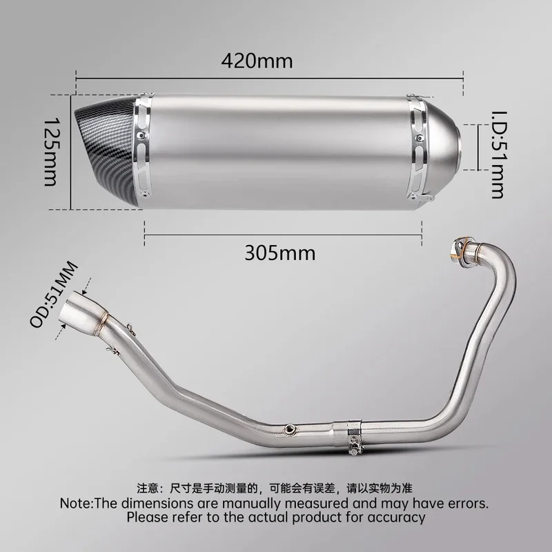 New Slip on 51MM Motorcycle Front Tube Middle Link Pipe Exhaust Muffler for Suzuki GIXXER 250/GIXXER250