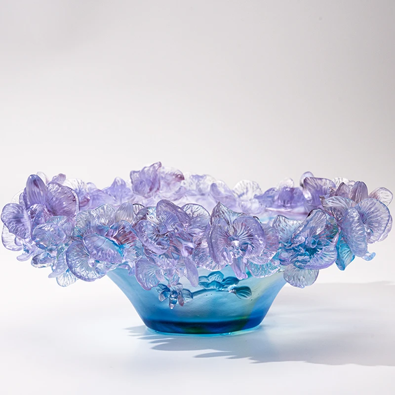 Fashion Dinner Plate Living Room Seat Decoration Fruit Crystal Salad Bowl High-end Fruit Glass Bowl