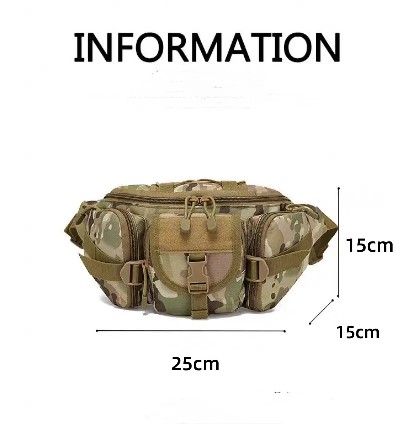 Tas Pinggang pria kamuflase gunung, tas dada multifungsi taktis luar ruangan mendaki tahan air tas ponsel nilon tas Militer