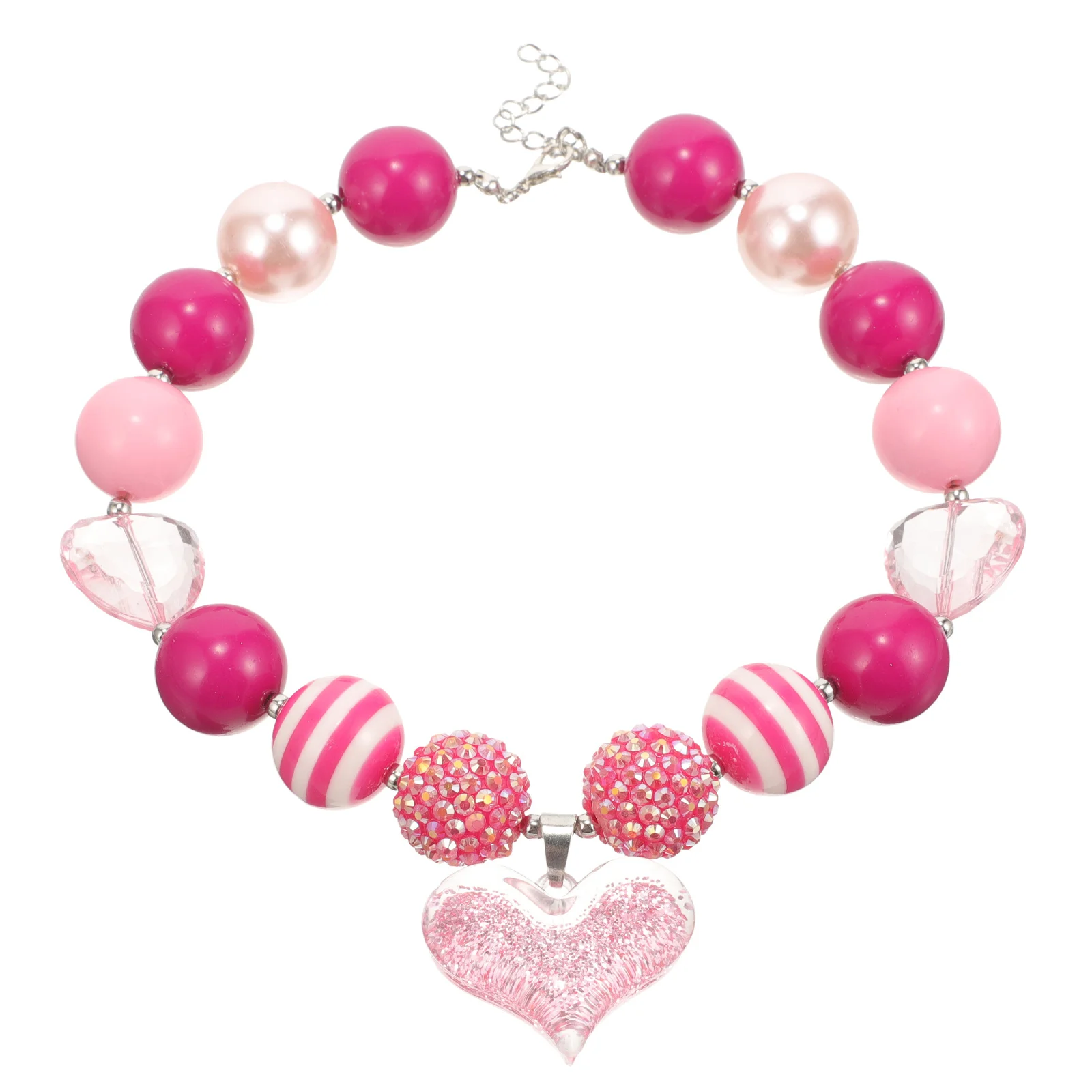 

Princess Diamond Necklace Pink Acrylic Resin 40cm Little Girls Jewelry Daily Wear School Party Gift Little Girls Necklace