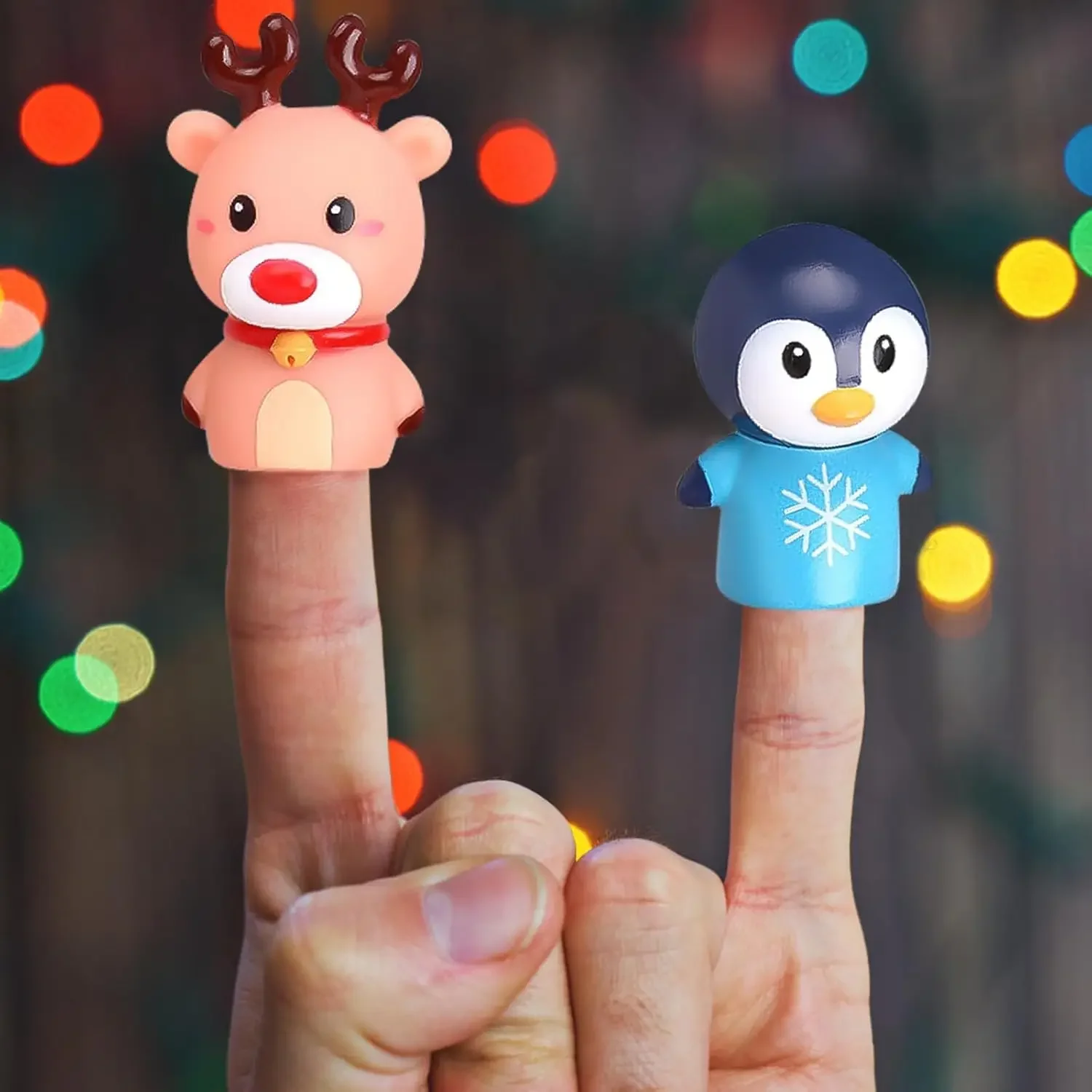 5PCS Kerst Vingerpoppetjes Kerstman Sneeuwpop Elanden Piraat Puppets Pop Feestartikelen & Kous Kleinigheidjes Cadeaus voor Kinderen