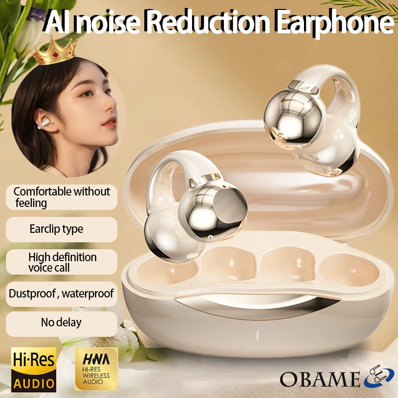 

2025 NewEar Clip Wireless Headphone TWS Bluetooth Earphone Playtime ENC Noise Canceling Waterproof For Xiaomi Handsfree Headset
