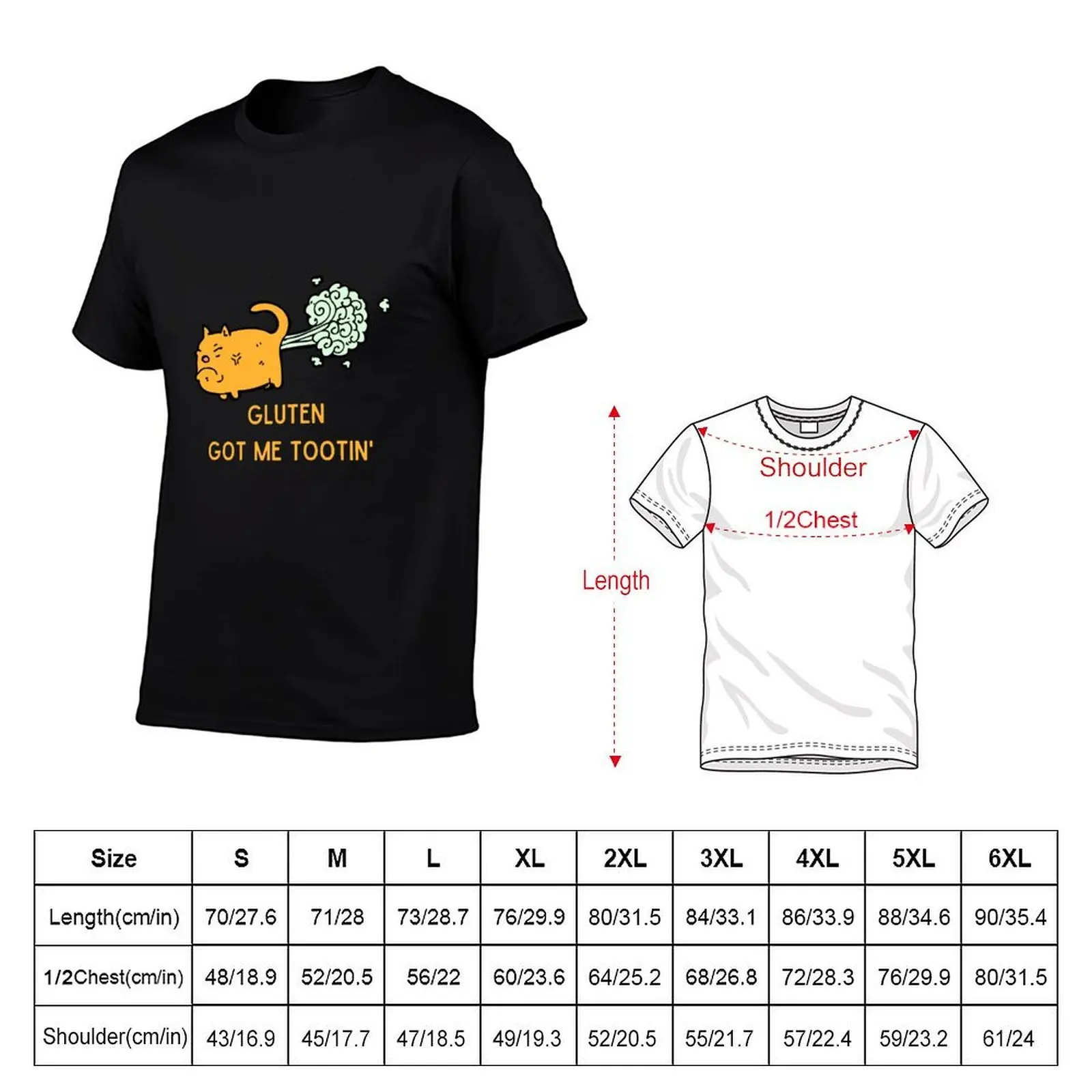 Gluten Got Me Tootin' Cat T-Shirt cotton t shirts man 100% t shirts for man graphic vintage T-Shirt