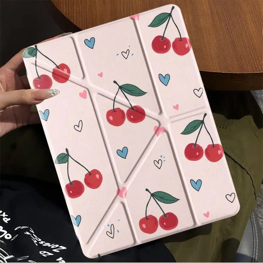 

Чехол для планшета iPad Air 4 5 M3 M2 1 2 M4 11 дюймов, Pro 2025, Pro 11-го, 10-го, 9-го, 8-го, 7-го поколений, 12.9 дюймов, Mini 6 7, с подставкой, простой дизайн, цвет вишня