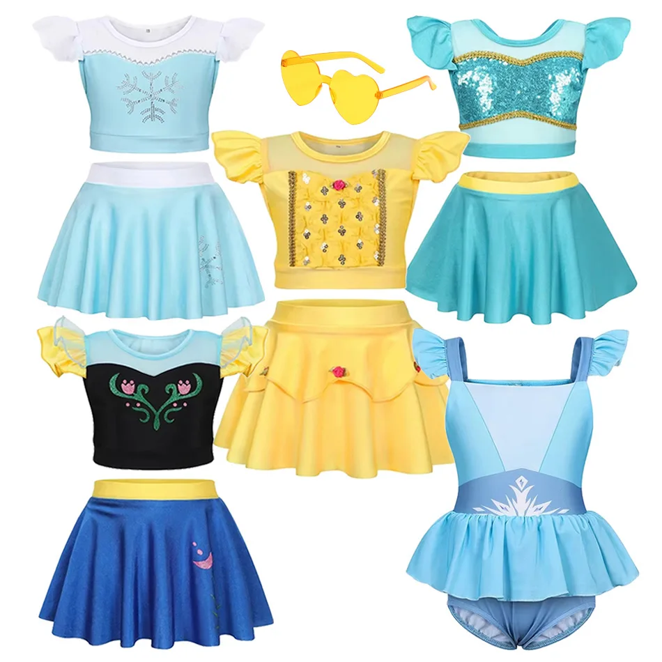 

Girls Beach Bathing Suit Swimwear Summer Anna Elsa Swimsuit Princess Swimming Costumes Belle Swimsuit