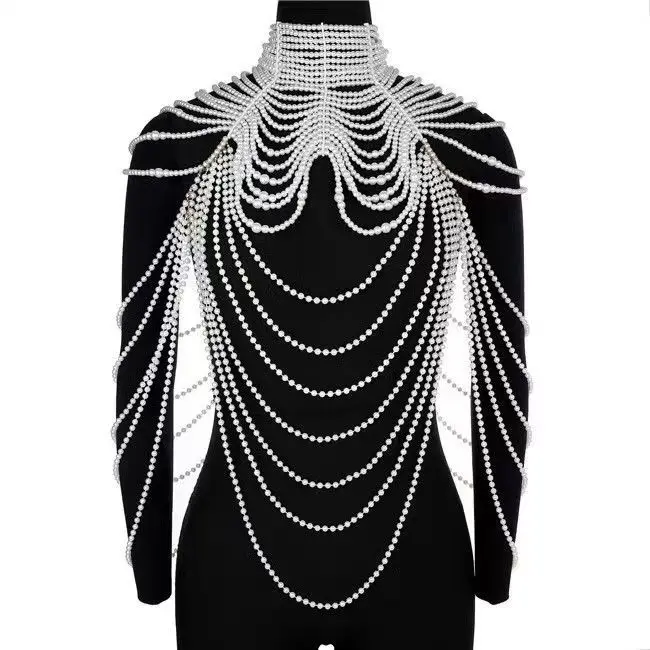 Sexy Accessories Women Bikini Pearl Chest chain Body Chain Jewelry Totally Hand-made Bra Fringed For Beach Nightclub Waist Chain