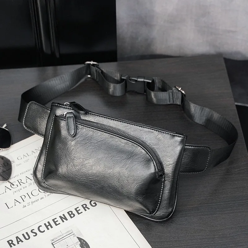 Street Fashion Chest Bag Men Waist Bag Crossbody Shoulder Bags Men Chest Bag Mobile Phone Bag PU Leather Men's Chest Bags 2024
