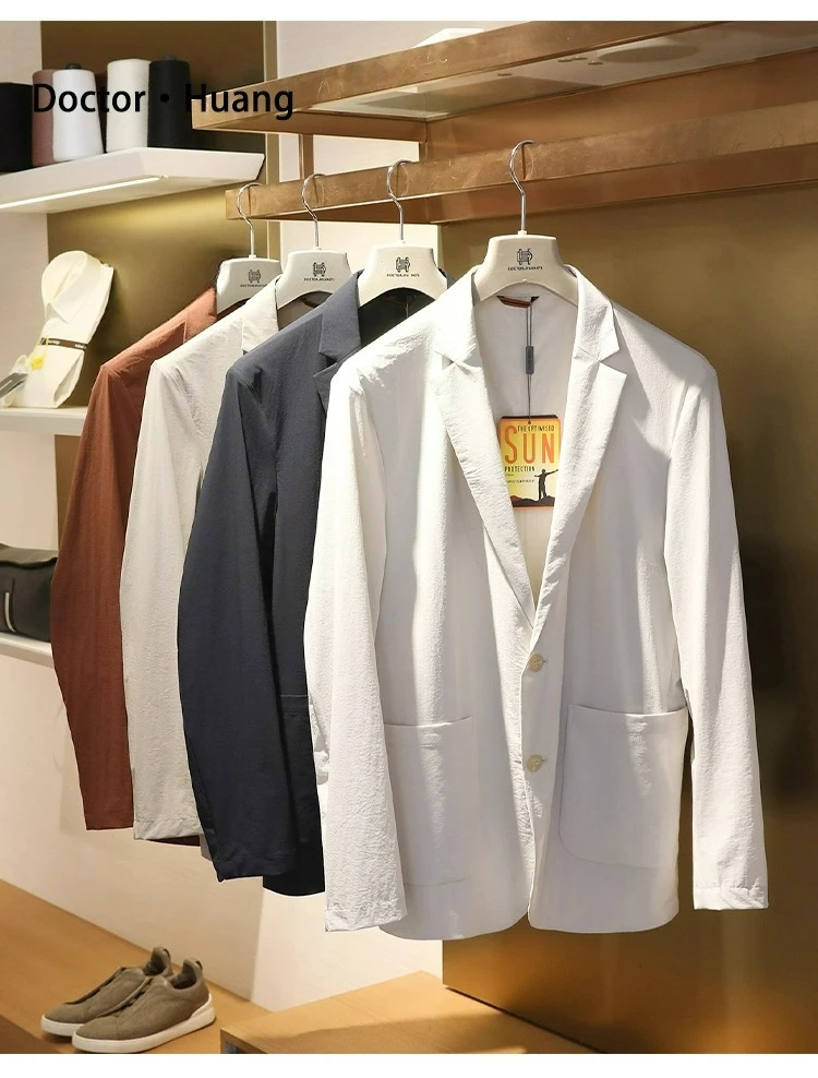 

Весенне-летний новый мужской уличный деловой повседневный быстросохнущий солнцезащитный повседневный пиджак для хранения весны и лета 2025 года