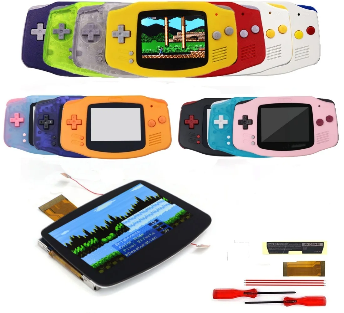 

Для GBA Drop in 720x480 Retro Pixel V5 Предварительно ламинированное экранное меню высокой яркости Простая установка для Gameboy Advance с НОВОЙ корпусом