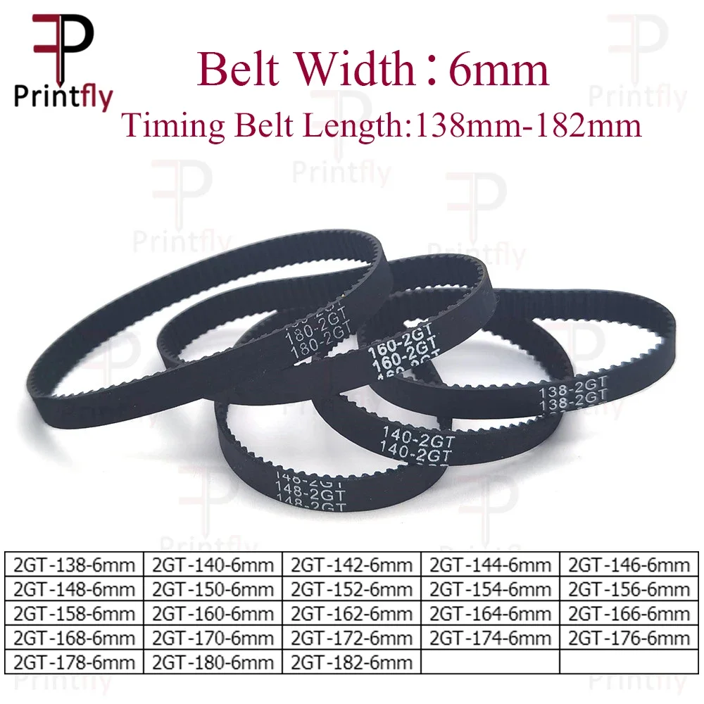 

Printfly 2GT/GT2 Timing Belt 138 140 142 144 146 148 150 152 154 156 158 160 162 164 166 168 170 172 174 176 178 180 182 Width 6