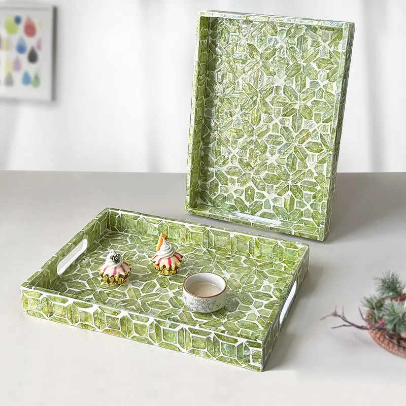 1PC French Light Luxury Natural Shell Tray Home Living Room Coffee Table Tea Tray Dining Table Storage Fruit Plate