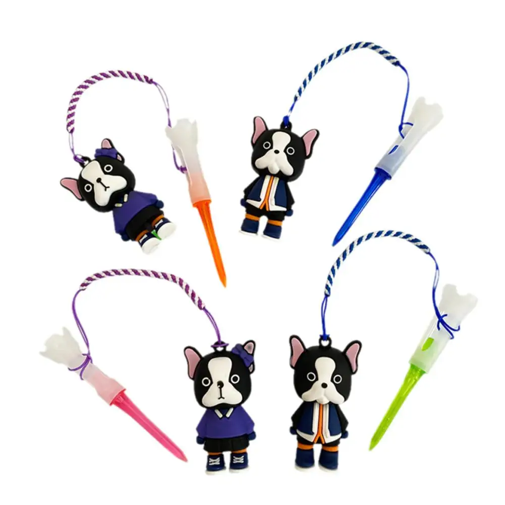 1pcs Random Color Golf Rubber Tees With Cartoon Cute String Golf Portable Loss Doll Accessories Prevent V7X8