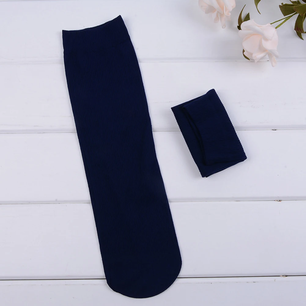 1Pair Men Solid Color Mid-tube Socks Thin Ice Silk Breathable Stockings Elastic Cool Summer Sports Sock Casual Business Socks