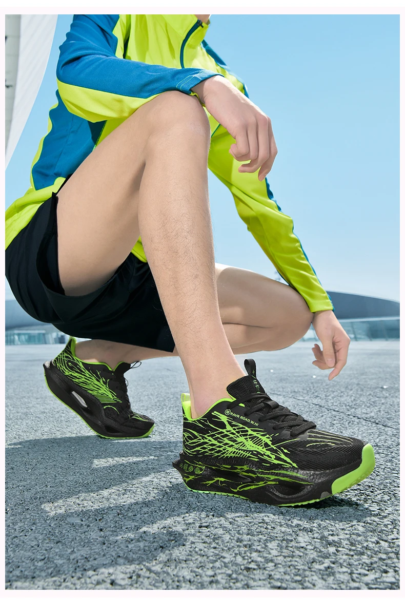 Herren Damen Ultraleichte Carbonplatte Laufschuhe Atmungsaktives Mesh-Obermaterial Weiche Mittelsohle Gummisohle für Lauftraining Sneakers – Detail 8
