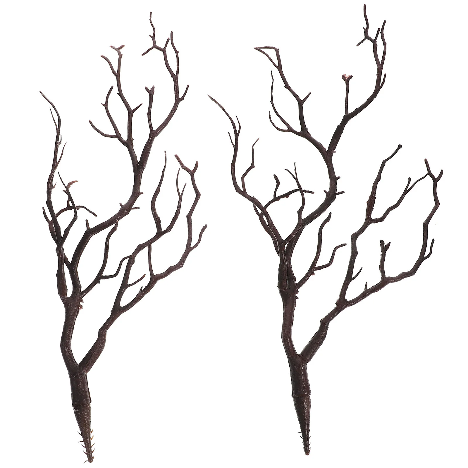 2 Pcs Home Decor Halloween Decoration Tree Branch DIY Twigs Artificial Branches Fish Tank Antler Brown Decorative