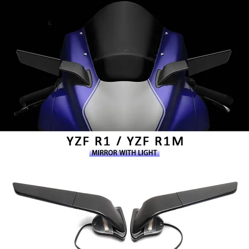Imagen 1 del producto Accesorios para motocicleta ala de viento giratoria ajustable con luz LED espejos retrovisores laterales para Yamaha YZF R1 r1 M 2020 - 2025