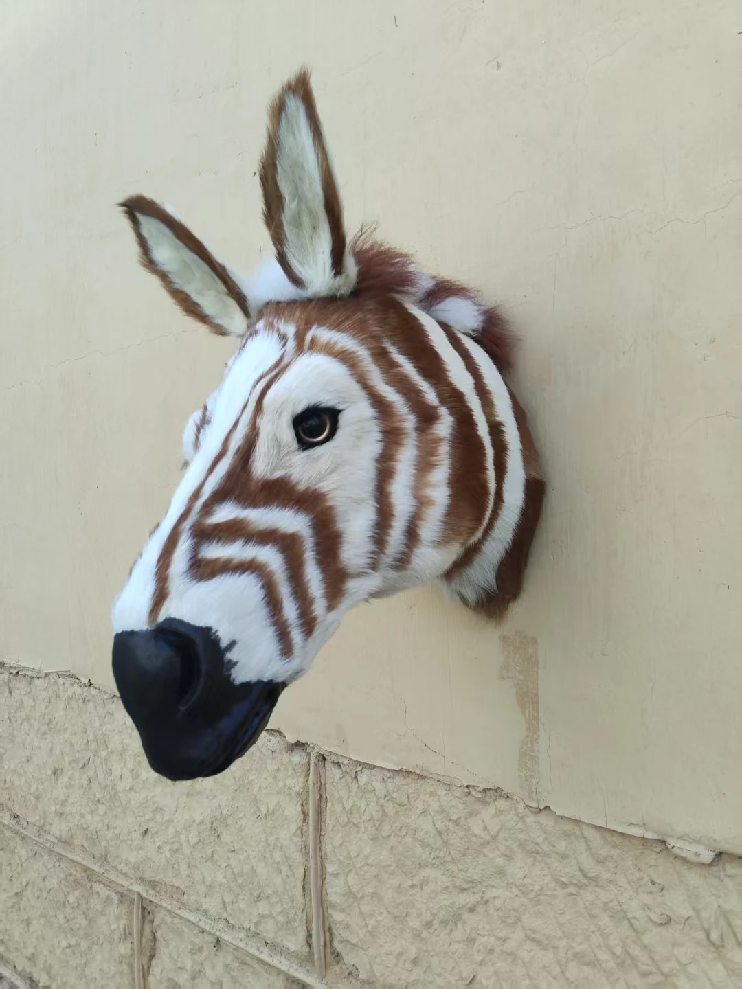 big zebra Head Model Simulation Plastic & Fur Home Decoration 40cm Home Decor