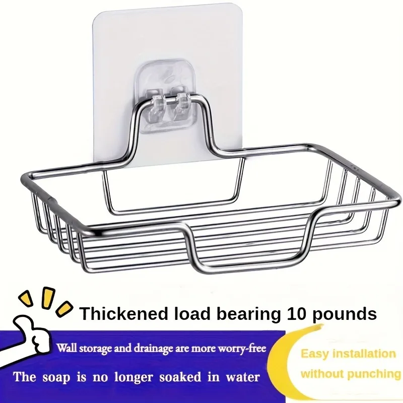 Stainless Steel Wall-mounted Soap Dish for Kitchen Sinks and Bathrooms with Drainage Function and Rust-proof