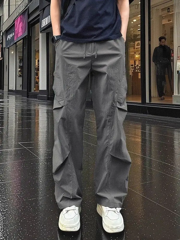 

American Pleated Quick-Dry Workwear Pants Men's Summer Lightweight Waterproof Casual Paratrooper Straight Casual Hiking