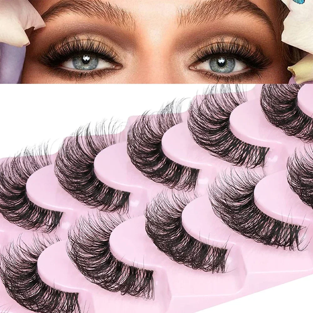 10 Pairs 3D Mink Lashes Natural False Eyelashes Fluffy Soft Wispy Volume Dramatic Long Cross Eyelash Extension Makeup